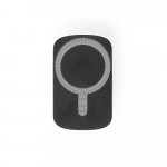 KOCH. Carregador magn&eacute;tico por indu&ccedil;&atilde;o super-r&aacute;pido (wireless) com a funcionalidade de suporte para carro, em ABS 60% reciclado e silicone - Preto