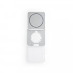 BROGLIE. Carregador magn&eacute;tico por indu&ccedil;&atilde;o super-r&aacute;pido (wireless), dobr&aacute;vel, que permite carregar tr&ecirc;s dispositivos simultaneamente, em ABS 100% reciclado - Branco