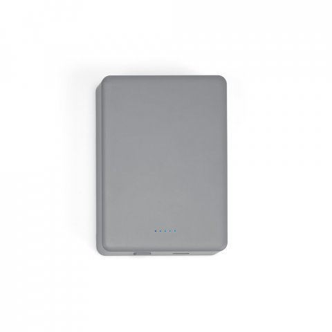 SMOOT 10. Bateria port&aacute;til com carregador por indu&ccedil;&atilde;o (wireless) em ABS 100% reciclado (10.000 mAh) - Cromado