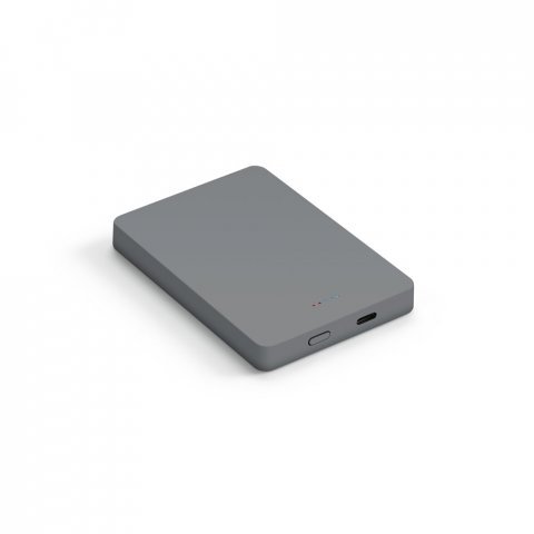 SMOOT 10. Bateria port&aacute;til com carregador por indu&ccedil;&atilde;o (wireless) em ABS 100% reciclado (10.000 mAh) - Cromado