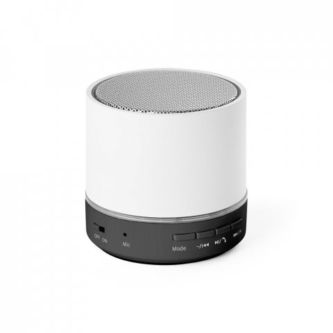 RE-PEREY. Caixa de som port&aacute;til com microfone e autonomia de 4h30 (400 mAh), em ABS 100% reciclado - Branco