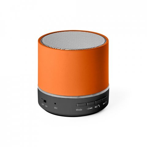 RE-PEREY. Caixa de som port&aacute;til com microfone e autonomia de 4h30 (400 mAh), em ABS 100% reciclado - Laranja