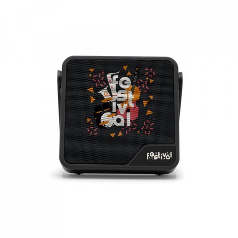 DIPSTER. Coluna port&aacute;til com prote&ccedil;&atilde;o &agrave; prova d'&aacute;gua (IPX7) e autonomia de 11h (1.800 mAh), em ABS 100% reciclado - Preto