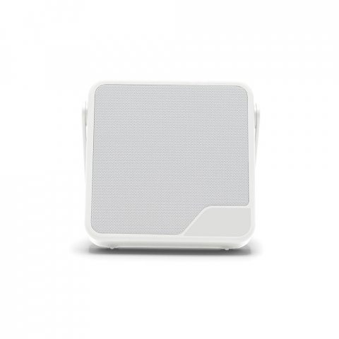 DIPSTER. Coluna port&aacute;til com prote&ccedil;&atilde;o &agrave; prova d'&aacute;gua (IPX7) e autonomia de 11h (1.800 mAh), em ABS 100% reciclado - Branco