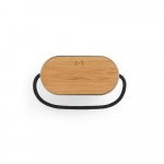 GUETTA. Caixa de som de 5W com carregador por indu&ccedil;&atilde;o super-r&aacute;pido e autonomia de 2h (1.200 mAh), em bambu e PET 100% reciclado - Cinza escuro