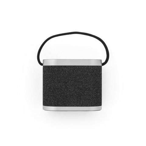 GUETTA. Caixa de som de 5W com carregador por indu&ccedil;&atilde;o super-r&aacute;pido e autonomia de 2h (1.200 mAh), em bambu e PET 100% reciclado - Cinza escuro