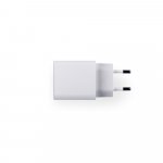 WEGENER. Adaptador de corrente com porta USB-A 18W e USB-C 20W em ABS 100% reciclado - Branco