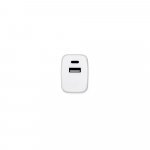 WEGENER. Adaptador de corrente com porta USB-A 18W e USB-C 20W em ABS 100% reciclado - Branco