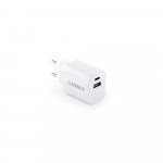 WEGENER. Adaptador de corrente com porta USB-A 18W e USB-C 20W em ABS 100% reciclado - Branco