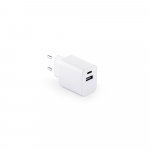 WEGENER. Adaptador de corrente com porta USB-A 18W e USB-C 20W em ABS 100% reciclado - Branco
