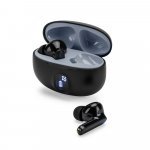 CAETANO. Fones de ouvido wireless com autonomia de 4h (200 mAh), em ABS 100% reciclado - Preto