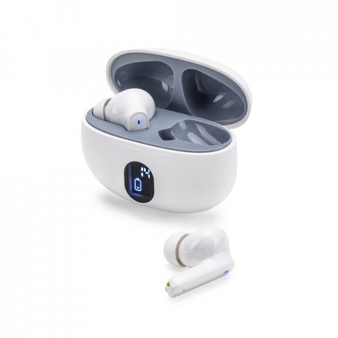 CAETANO. Fones de ouvido wireless com autonomia de 4h (200 mAh), em ABS 100% reciclado - Branco