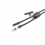 ZEWAIL. Cord&atilde;o lanyard com suporte para celular incluso, cabo USB-C e diversos adaptadores em ABS reciclado e TPE reciclado - Preto