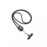 ZEWAIL. Cord&atilde;o lanyard com suporte para celular incluso, cabo USB-C e diversos adaptadores em ABS reciclado e TPE reciclado - Preto