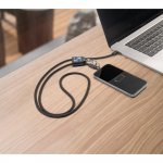ZEWAIL. Cord&atilde;o lanyard com suporte para celular incluso, cabo USB-C e diversos adaptadores em ABS reciclado e TPE reciclado