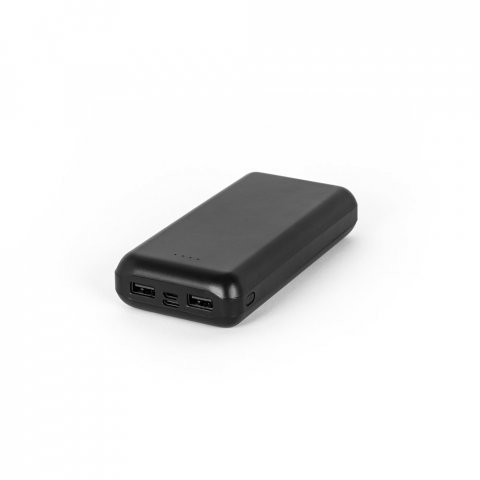 LEAKEY 20. Bateria port&aacute;til em ABS 100% reciclado (20.000 mAh) - Preto