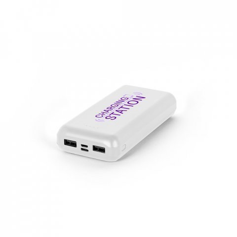 LEAKEY 20. Bateria port&aacute;til em ABS 100% reciclado (20.000 mAh) - Branco