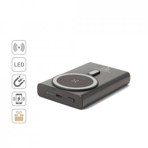 WRIGHT 10. Bateria port&aacute;til magn&eacute;tica com carregamento super-r&aacute;pido em alum&iacute;nio reciclado e ABS reciclado (10.000 mAh)