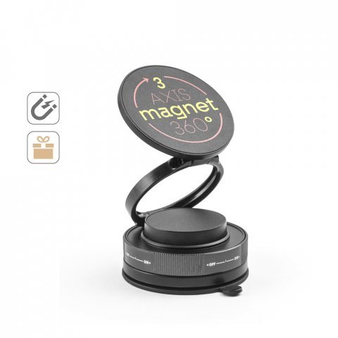 KEPLER. Suporte magn&eacute;tico para celular com sistema de fixa&ccedil;&atilde;o em v&aacute;cuo para superf&iacute;cies lisas e n&atilde;o lisas (rota&ccedil;&atilde;o de 360&ordm;)