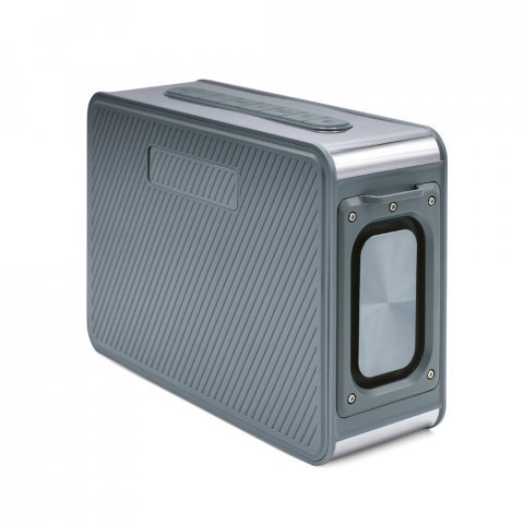 JOUNCER. Caixa de som com microfone e autonomia de 7h (5.200 mAh), em ABS 100% reciclado - Cromado