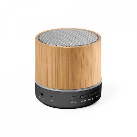 RE-GLASHOW. Caixa de som port&aacute;til com microfone e autonomia de 4h30 (400 mAH), em bambu e ABS 100% reciclado - Natural
