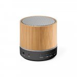 RE-GLASHOW. Caixa de som port&aacute;til com microfone e autonomia de 4h30 (400 mAH), em bambu e ABS 100% reciclado - Natural