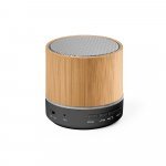 RE-GLASHOW. Caixa de som port&aacute;til com microfone e autonomia de 4h30 (400 mAH), em bambu e ABS 100% reciclado