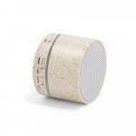 RE-LINEU. Caixa de som port&aacute;til com microfone e autonomia de 4h30 (400 mAh), em fibra de palha de trigo e ABS 100% reciclado - Natural