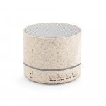 RE-LINEU. Caixa de som port&aacute;til com microfone e autonomia de 4h30 (400 mAh), em fibra de palha de trigo e ABS 100% reciclado - Natural