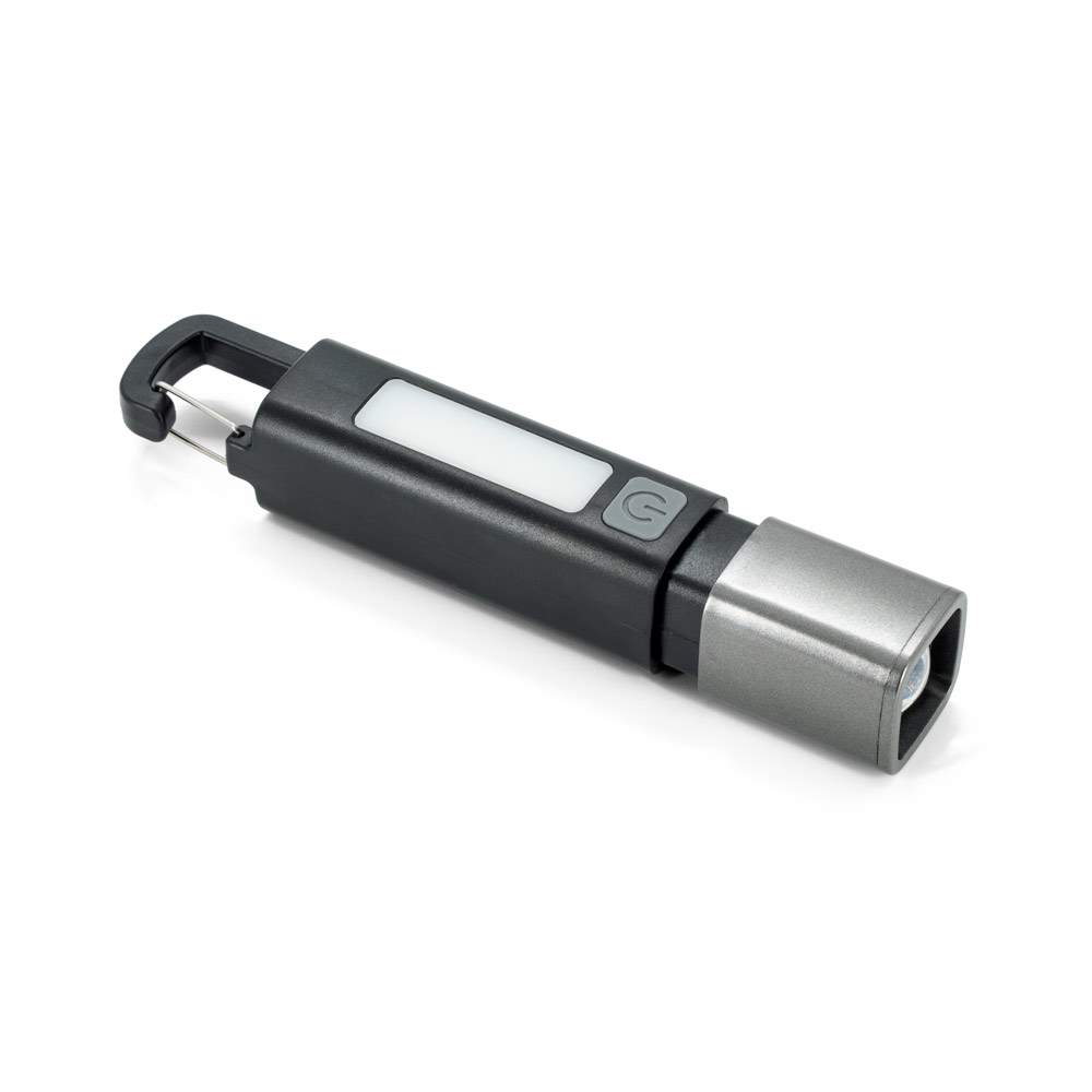 WIGGINS. Lanterna em ABS, com luz LED 2 W (53 lúmens) na parte frontal e luz COB (53 lúmens) na parte superior corporativo