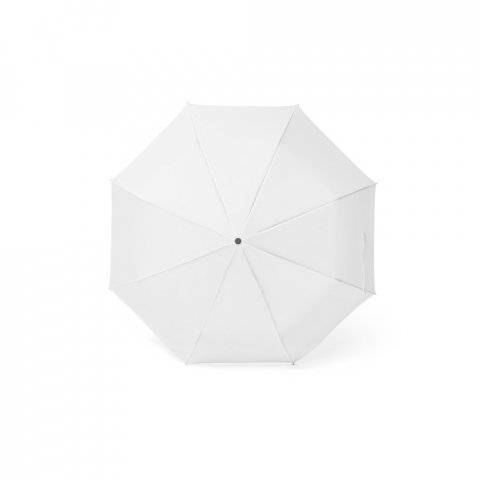 ARON. Guarda-chuva, dobr&aacute;vel, de 21'' em poli&eacute;ster 100% reciclado pongee 190T - Branco