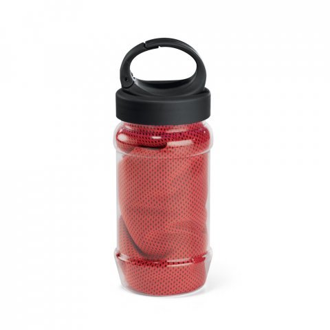 ARTX PLUS. Conjunto composto toalha e garrafa em poliamida e poli&eacute;ster - Vermelho
