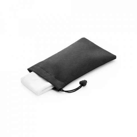 BERNAL. Toalha esportiva refrescante em poli&eacute;ster 100% reciclado com bolsa em non-woven - Branco